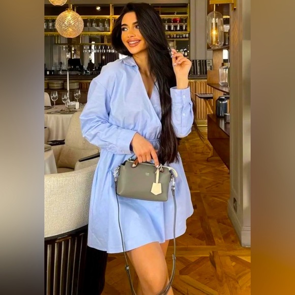 Zara SKY BLUE SHIRT DRESS - Picture 1 of 10